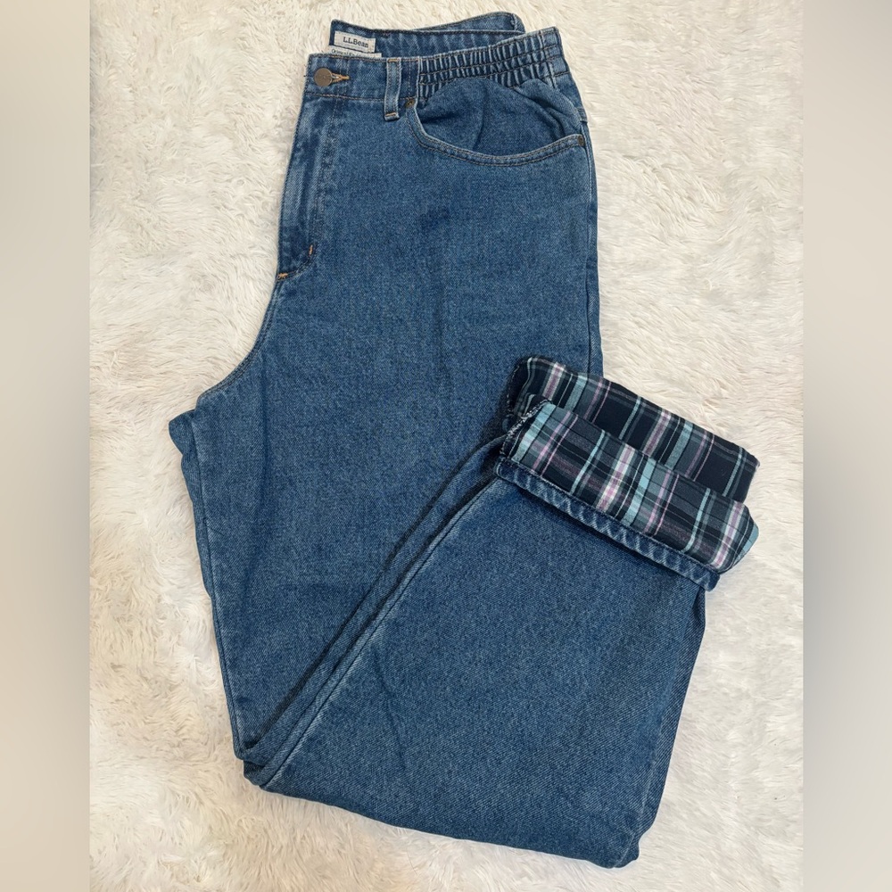 LL Bean Original Relaxed Fit Insulated Jeans Size 14 Regular